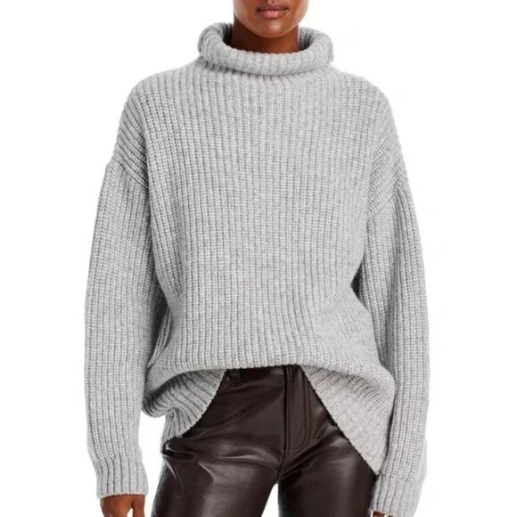 SOLD OUT HTF Anine Bing Sydney Ribbed Turtleneck Grey XS - Picture 1 of 4